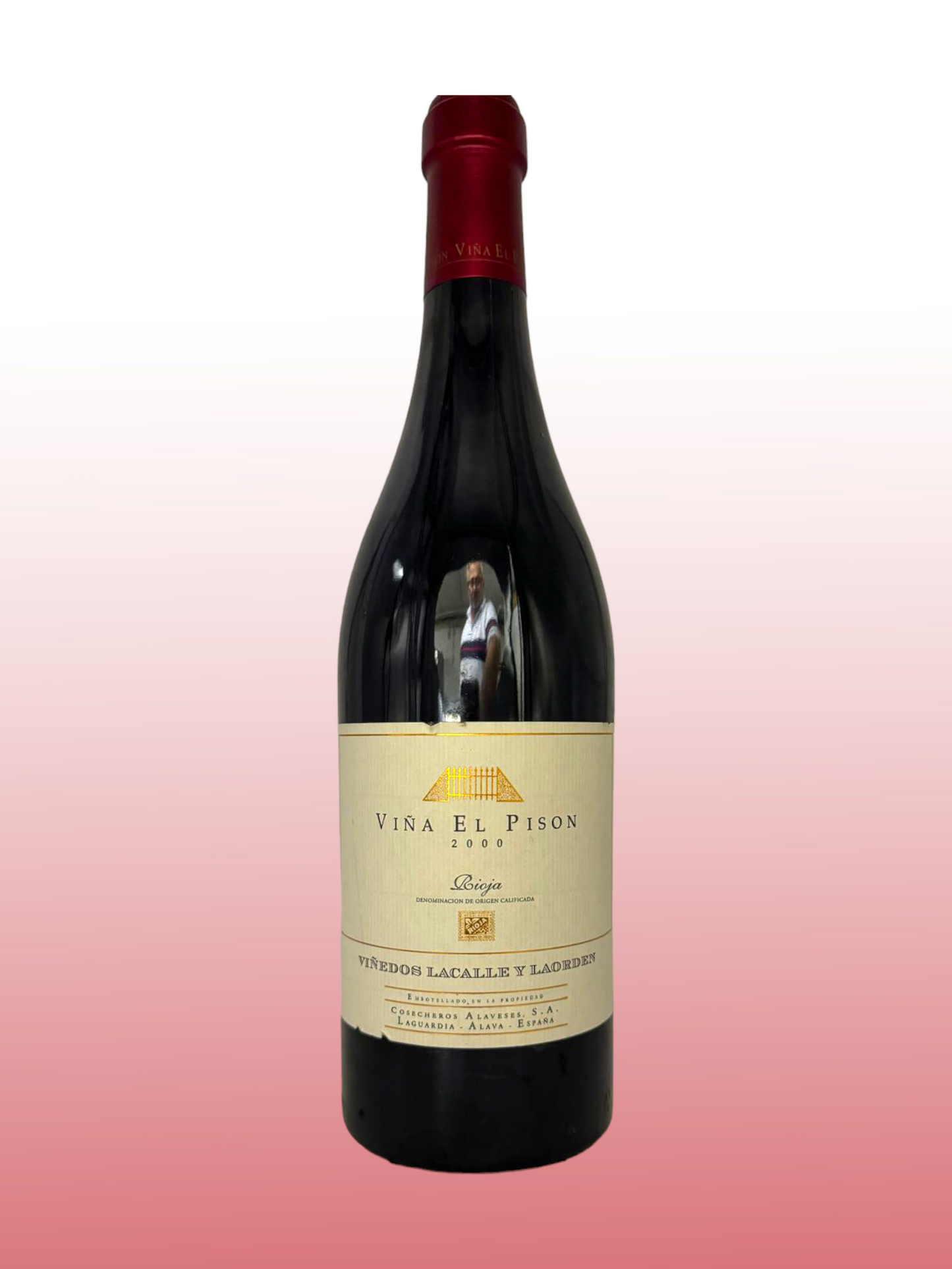 Eine Flasche 2000 Viña El Pison Wein.